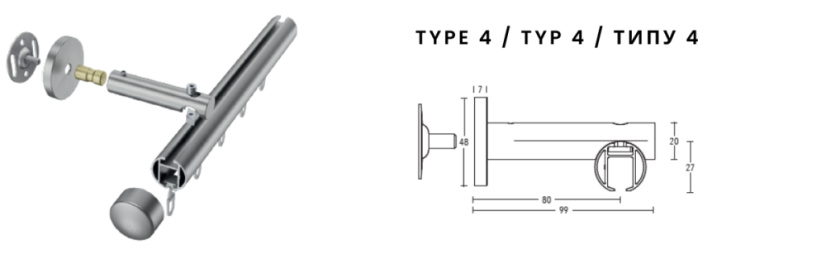 Manuálna nástenná garniža Büsche fi28 mm