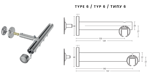 Elektrická garniža Büsche fi28 mm s motormi Somfy/Motionblinds