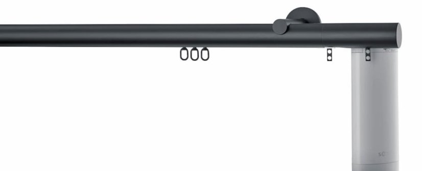 Elektrická garniža Büsche fi40 mm s motormi Somfy/Motionblinds - Dĺžka koľajnice Büsche: 101-120cm, Farba: Čierna Matt 157, Spôsob upevnenia koľajníc Büsche: O stenu 10cm - Typ 6