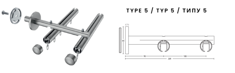 Manuálna nástenná garniža Büsche fi28 mm