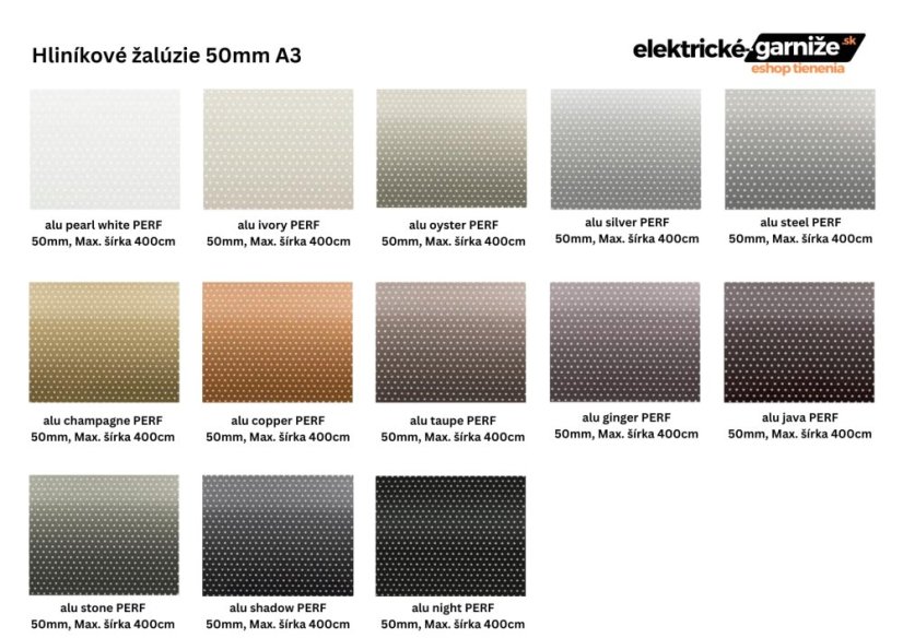 Elektrická žalúzia HLINÍKOVÁ 50mm Barion Comfort A3
