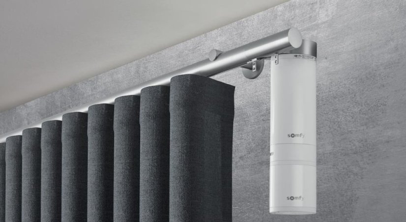 Elektrická garniža Büsche fi40 mm s motormi Somfy/Motionblinds - Dĺžka koľajnice Büsche: 101-120cm, Farba: Čierna Matt 157, Spôsob upevnenia koľajníc Büsche: O stenu 10cm - Typ 6